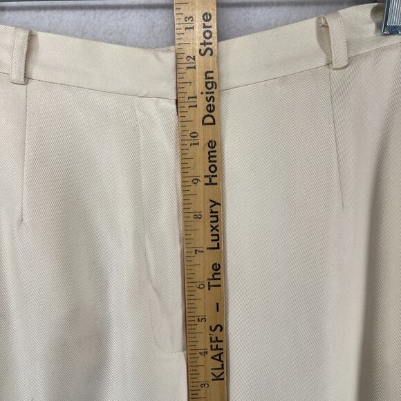 TALBOTS Pants 8P Petites Pure Silk Twill High Rise Dress Trousers Off White VTG - Picture 14 of 15